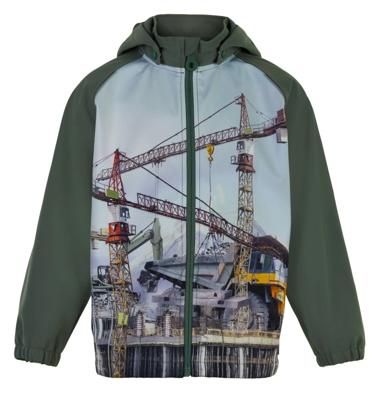 Minymo Jungen Softshelljacke Kran + Baustelle Khaki 1 Minymo Jungen Softshelljacke Kran + Baustelle Khaki