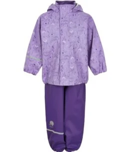 CeLaVi Mädchen Regenanzug Blumen Flieder + Rehe