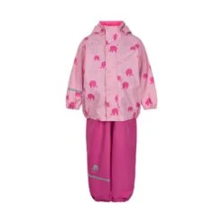 CeLaVi Mädchen Regenanzug Elefanten Pink/gold Set Regenhose + Regenjacke