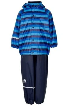 CeLaVi Regenanzug Blockstreifen Navy Set Regenhose + Regenjacke