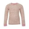 Celavi Langarmshirt Wolle Geringelt Rosa Natur Merinowolle