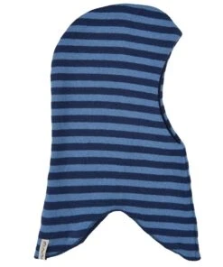 Minymo Schlupfmütze Wolle MAT60 Blau Blockstreifen