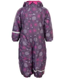 MINYMO Mädchen Schneeanzug Loganberry Lila Blumen Doppelzipper