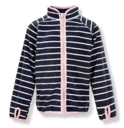 Minymo Mädchen Fleecejacke Le86 Navy/weiß/rosa Geringelt