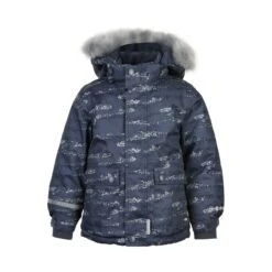 MINYMO Winterjacke Ombre Blue Herringbone Outdoorjacke Atmungsaktiv