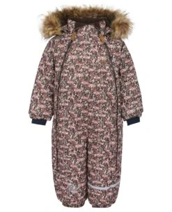 MINYMO Thermo Schneeanzug Blümchen Braun Mit Doppelzipper