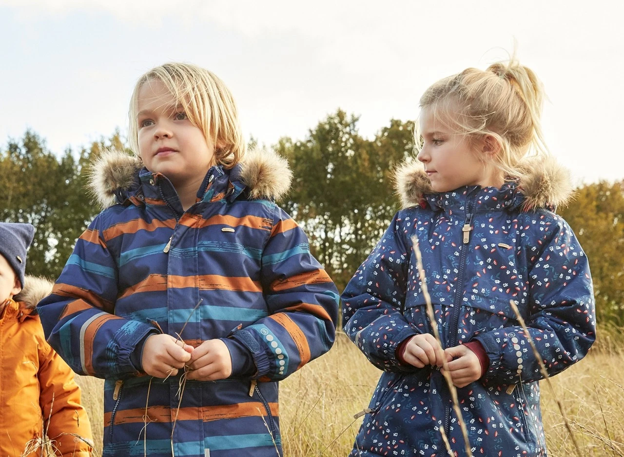 Minymo Kinder Schneeanzug Blockstreifen Kürbis Navy Skianzug 3 Minymo Kinder Schneeanzug Blockstreifen Kürbis Navy Skianzug – Bild 3