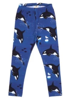 Walkiddy Leggings Orcas Meerblau Biobaumwolle