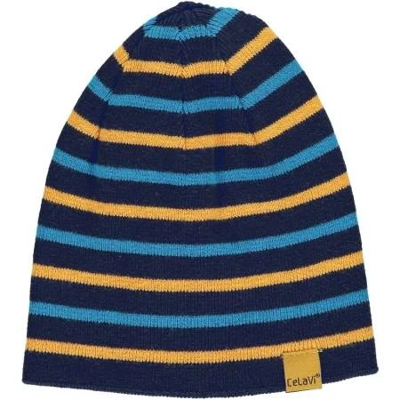 Celavi Wintermütze Kinder Strickmütze Dunkel Blau Gestreift 1 Celavi Wintermütze Kinder Strickmütze Dunkel Blau Gestreift