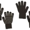 Celavi Wollhandschuhe Schwarz/grau Geringelt Doppelpack 2 Paar Fingerhandschuhe