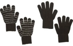 Celavi Wollhandschuhe Schwarz/grau Geringelt Doppelpack 2 Paar Fingerhandschuhe