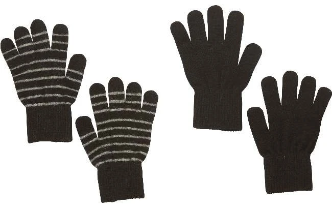 Celavi Wollhandschuhe Schwarz/grau Geringelt Doppelpack 2 Paar Fingerhandschuhe 1 Celavi Wollhandschuhe Schwarz/grau Geringelt Doppelpack 2 Paar Fingerhandschuhe